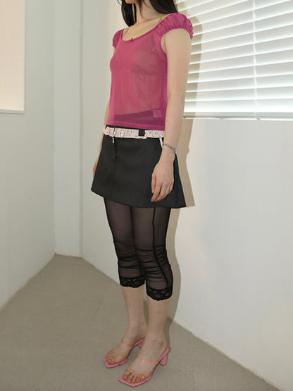 See-through mesh ribbon top