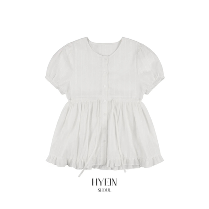 Shirring puff blouse / white