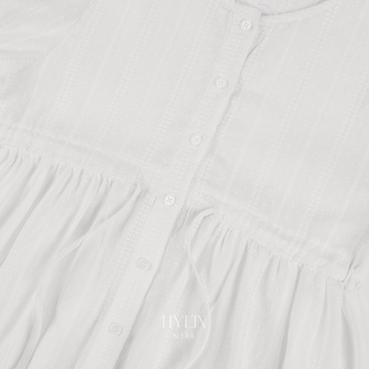 Shirring puff blouse / white