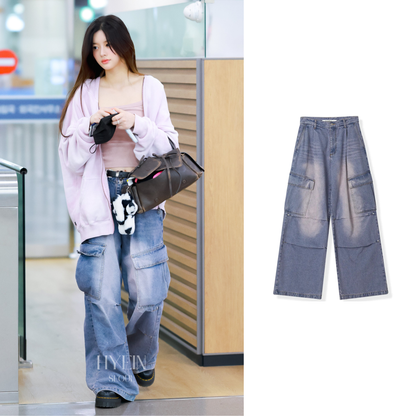 Side big cargo pants / vintage pink