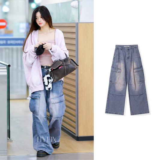 Side big cargo pants / vintage pink