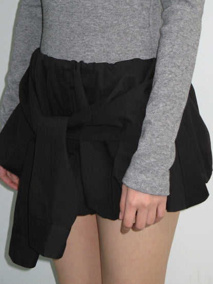 Sleeve tied balloon skirt / black