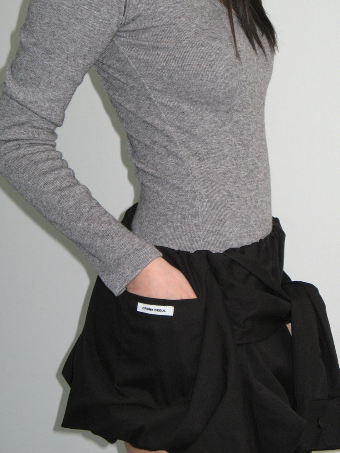 Sleeve tied balloon skirt / black