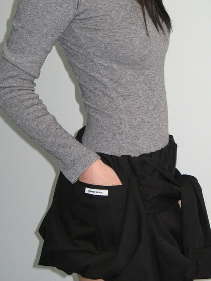 Sleeve tied balloon skirt / black