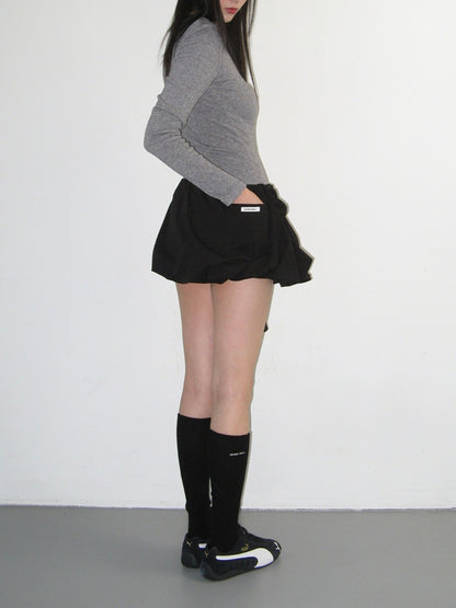 Sleeve tied balloon skirt / black