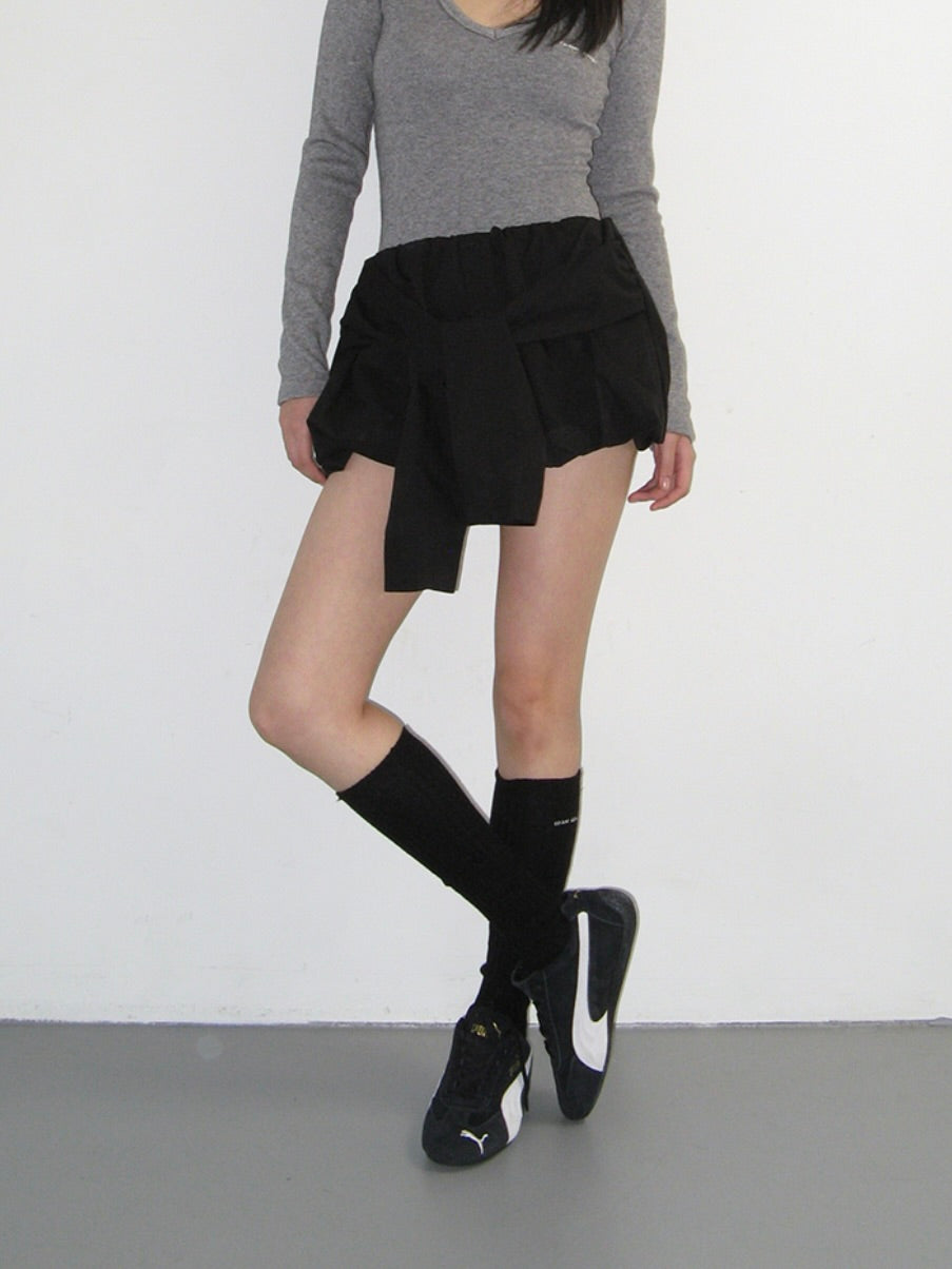 Sleeve tied balloon skirt / black
