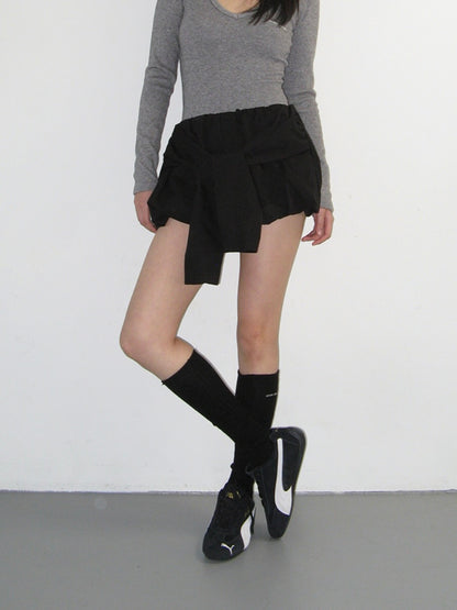 Sleeve tied balloon skirt / black