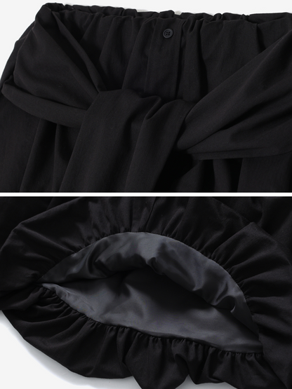 Sleeve tied balloon skirt / black