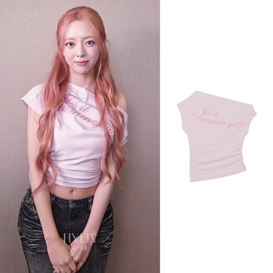 【ITZY ユナ着用】Sm glitter offshoulder tee / pink