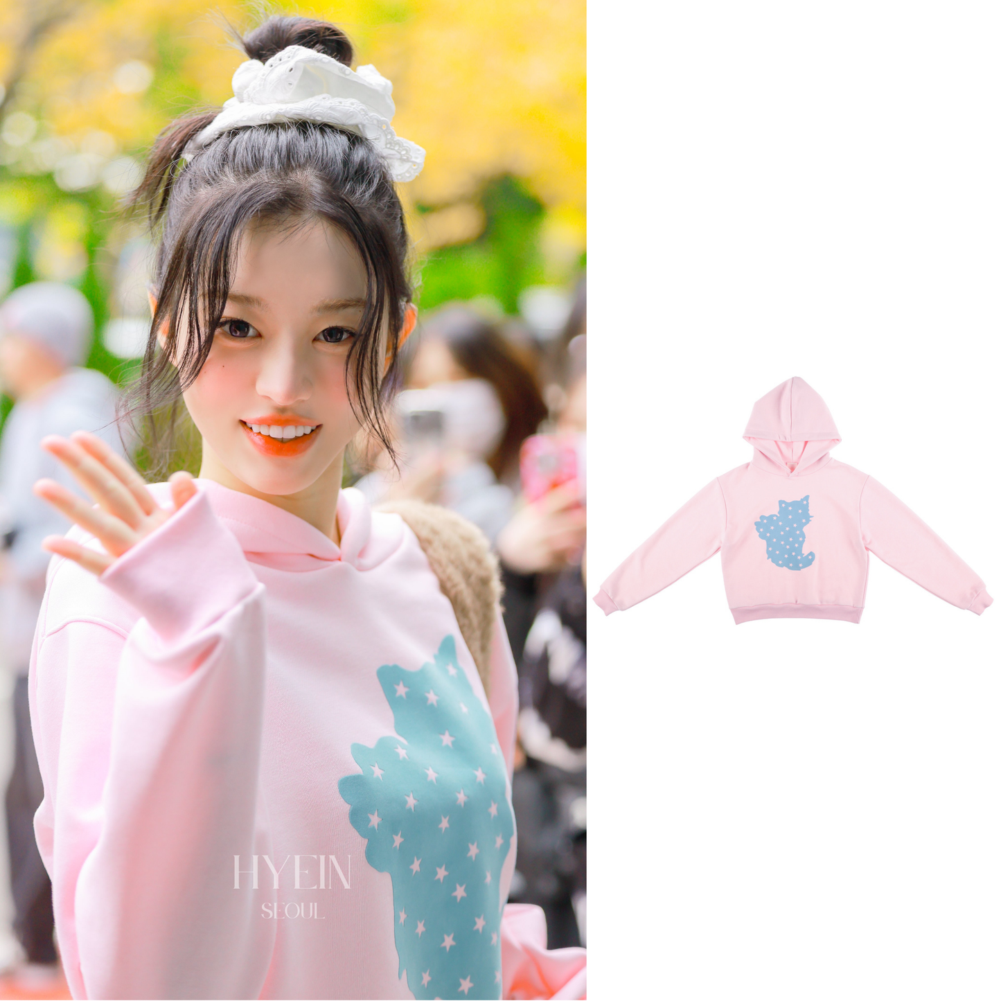 Starlight kiri cropped hoodie / pink【ILLIT minju】