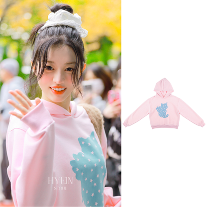 Starlight kiri cropped hoodie / pink【ILLIT minju】