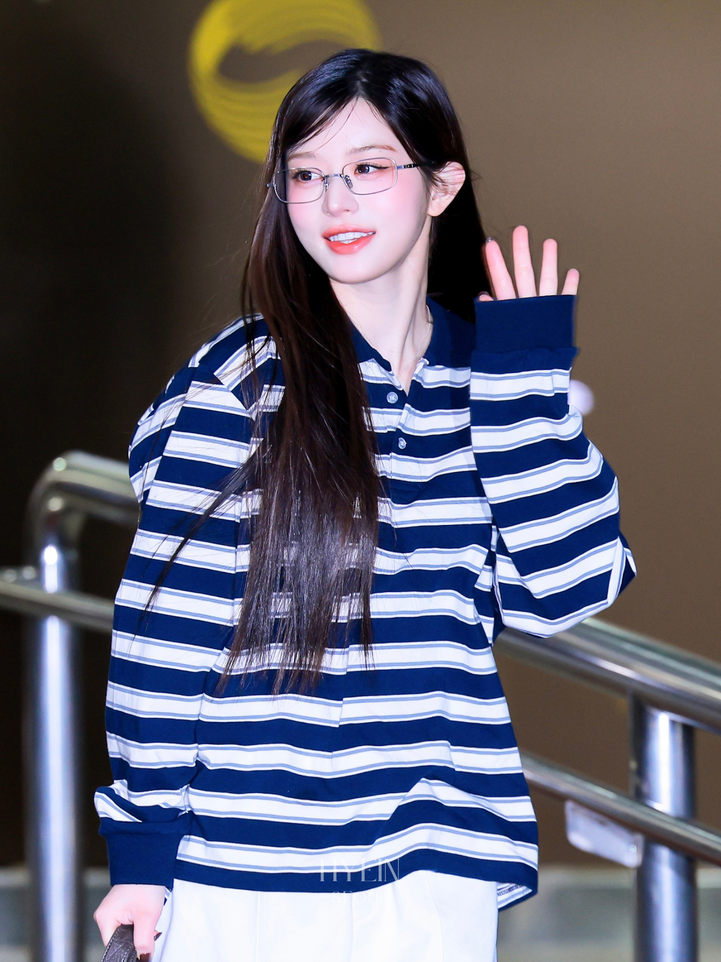 【ILLIT ミンジュ着用】Striped polo t-shirt / navy