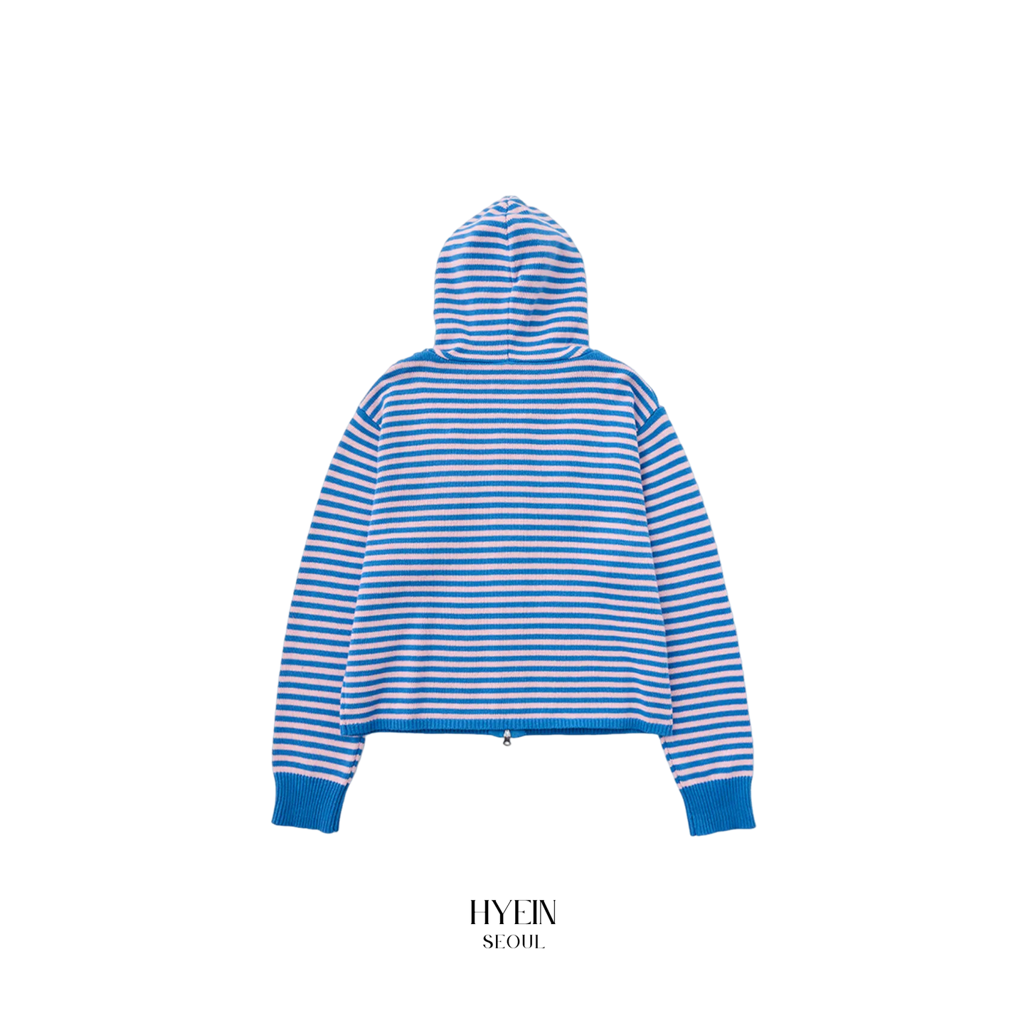 Stripe knit frill hoodie zip-up / pink【Hearts2Hearts(H2H) ジウ着用】