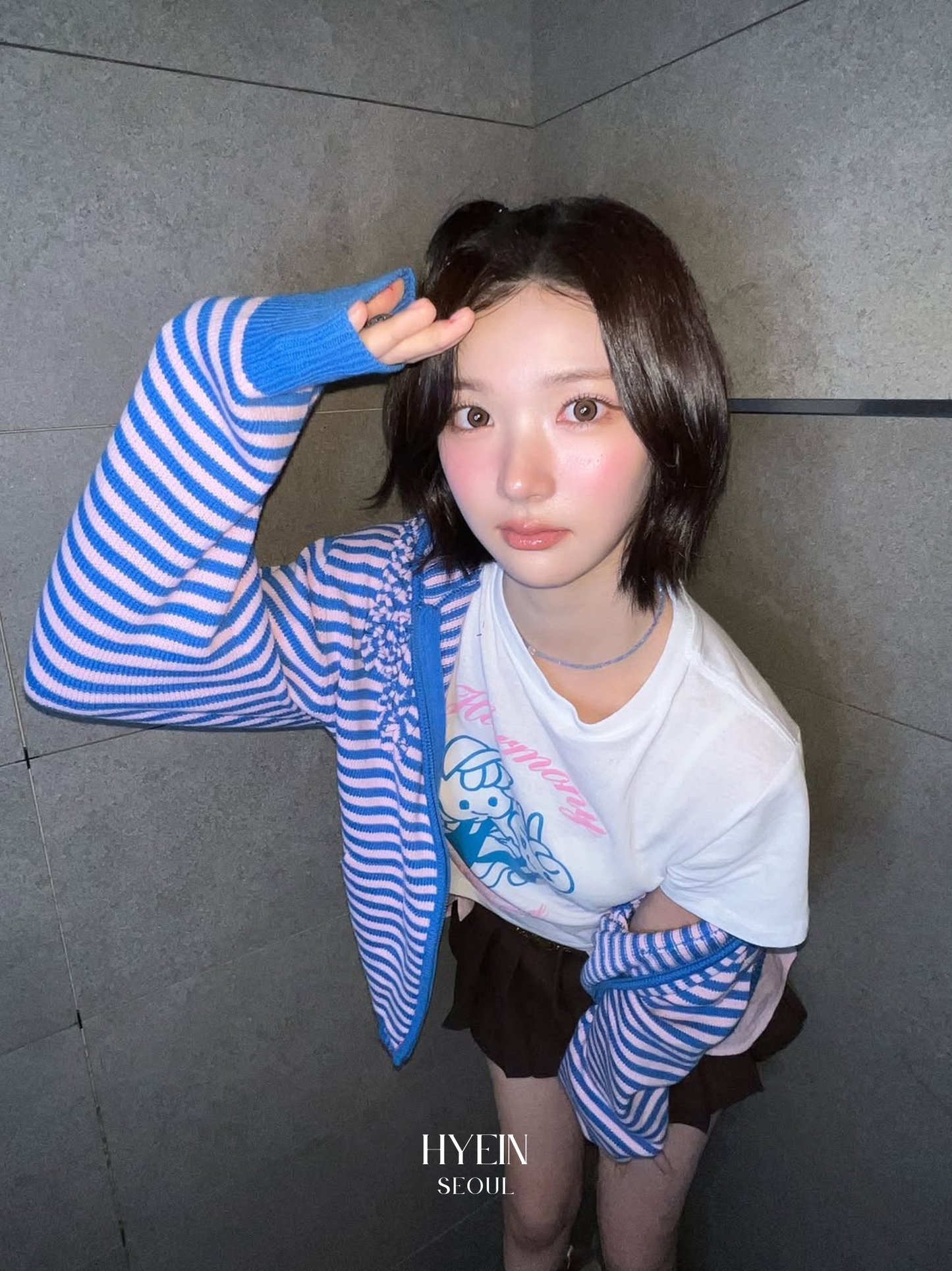 Stripe knit frill hoodie zip-up / pink【Hearts2Hearts(H2H) ジウ着用】