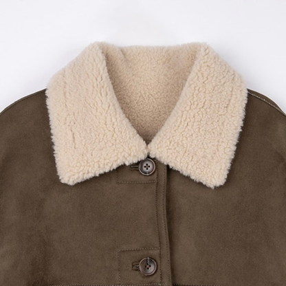 Suede sheering jacket khaki【IVE ウォニョン着用】