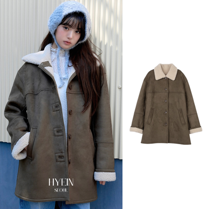 Suede sheering jacket khaki【IVE ウォニョン着用】