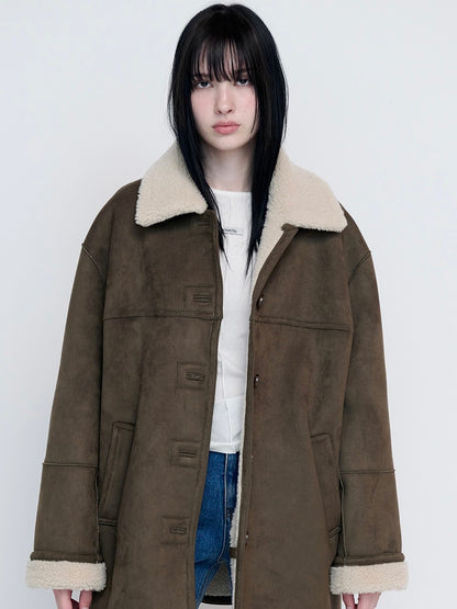 Suede sheering jacket khaki【IVE ウォニョン着用】