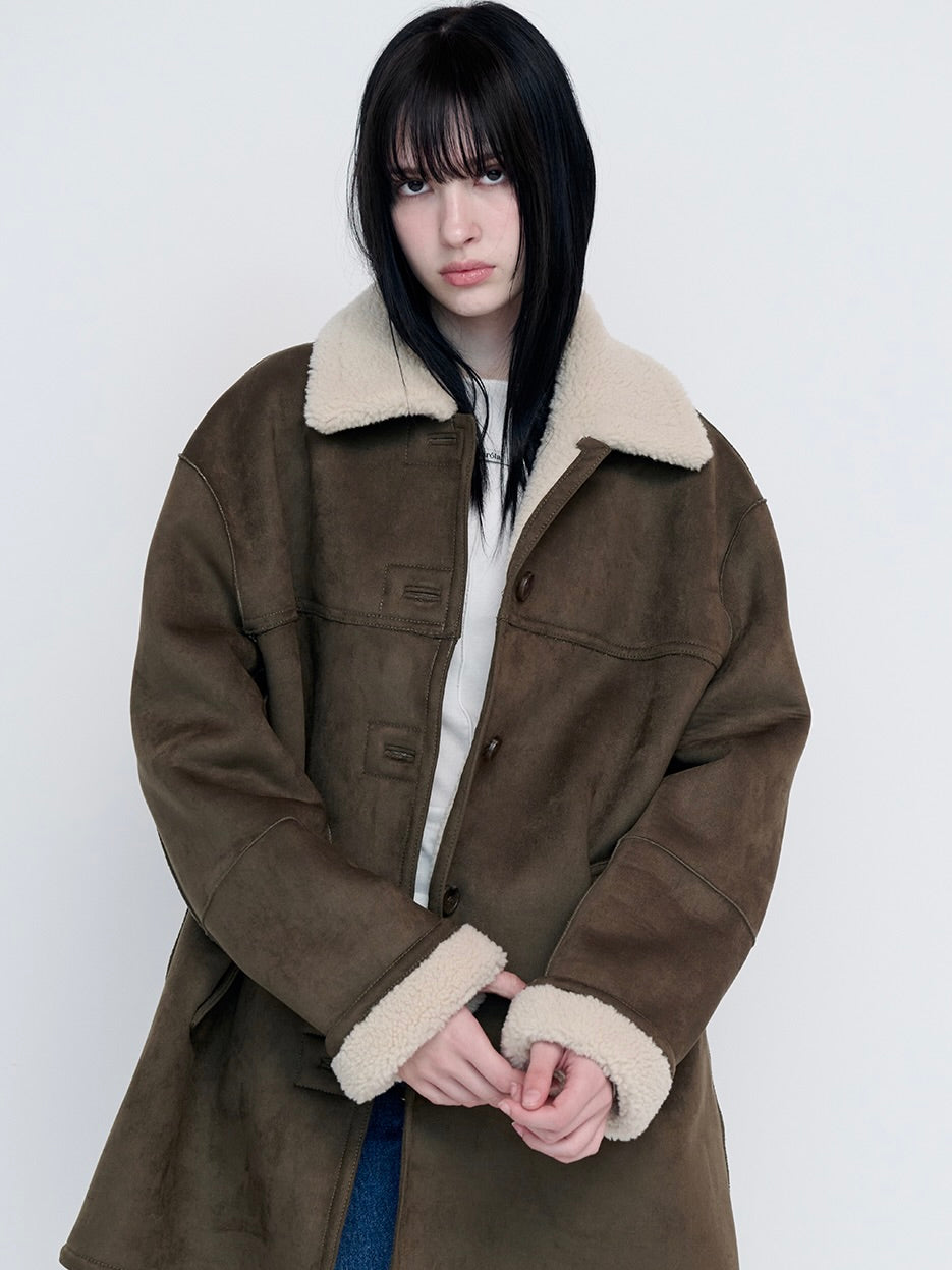 Suede sheering jacket khaki【IVE ウォニョン着用】