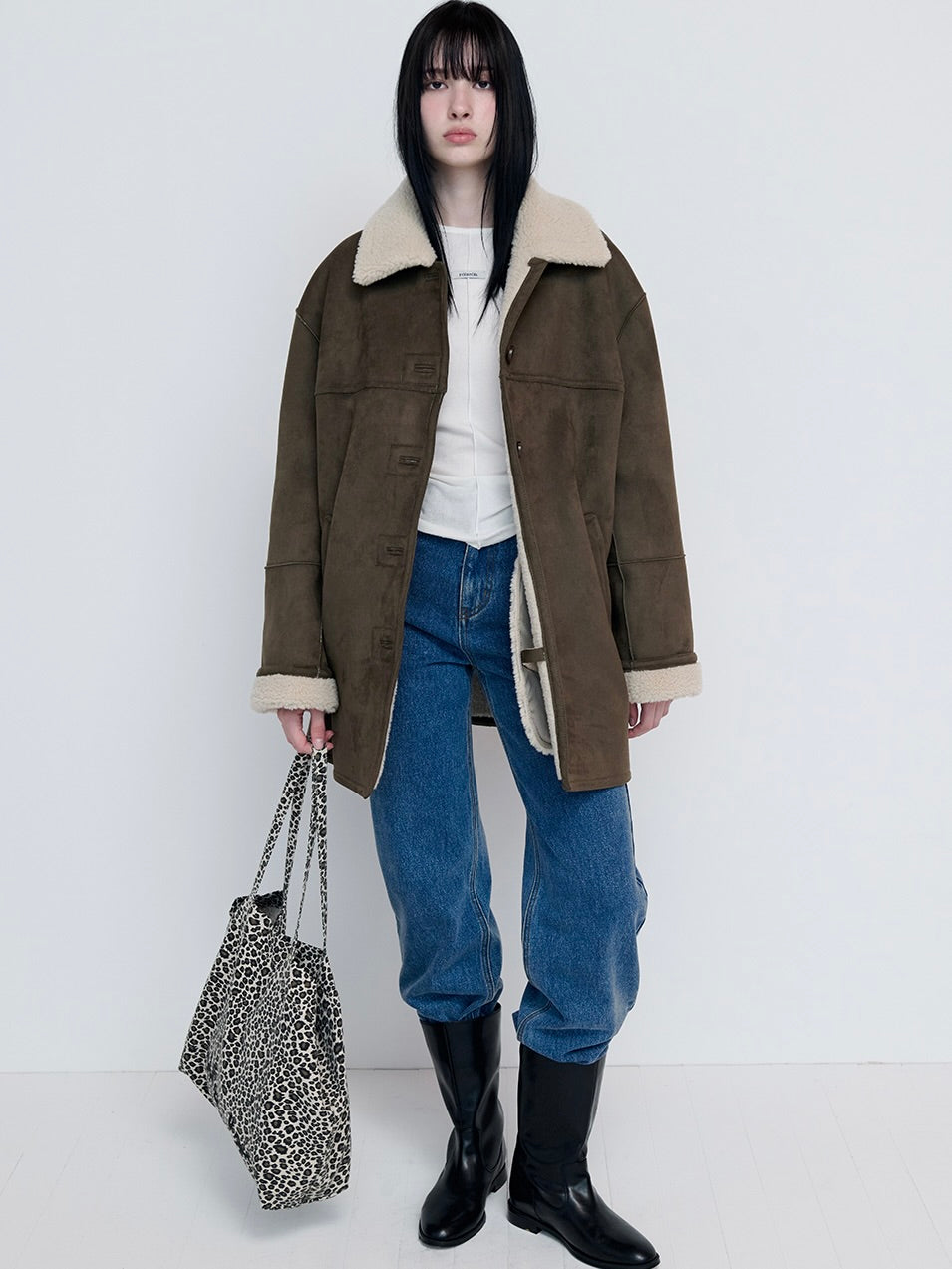 Suede sheering jacket khaki【IVE ウォニョン着用】
