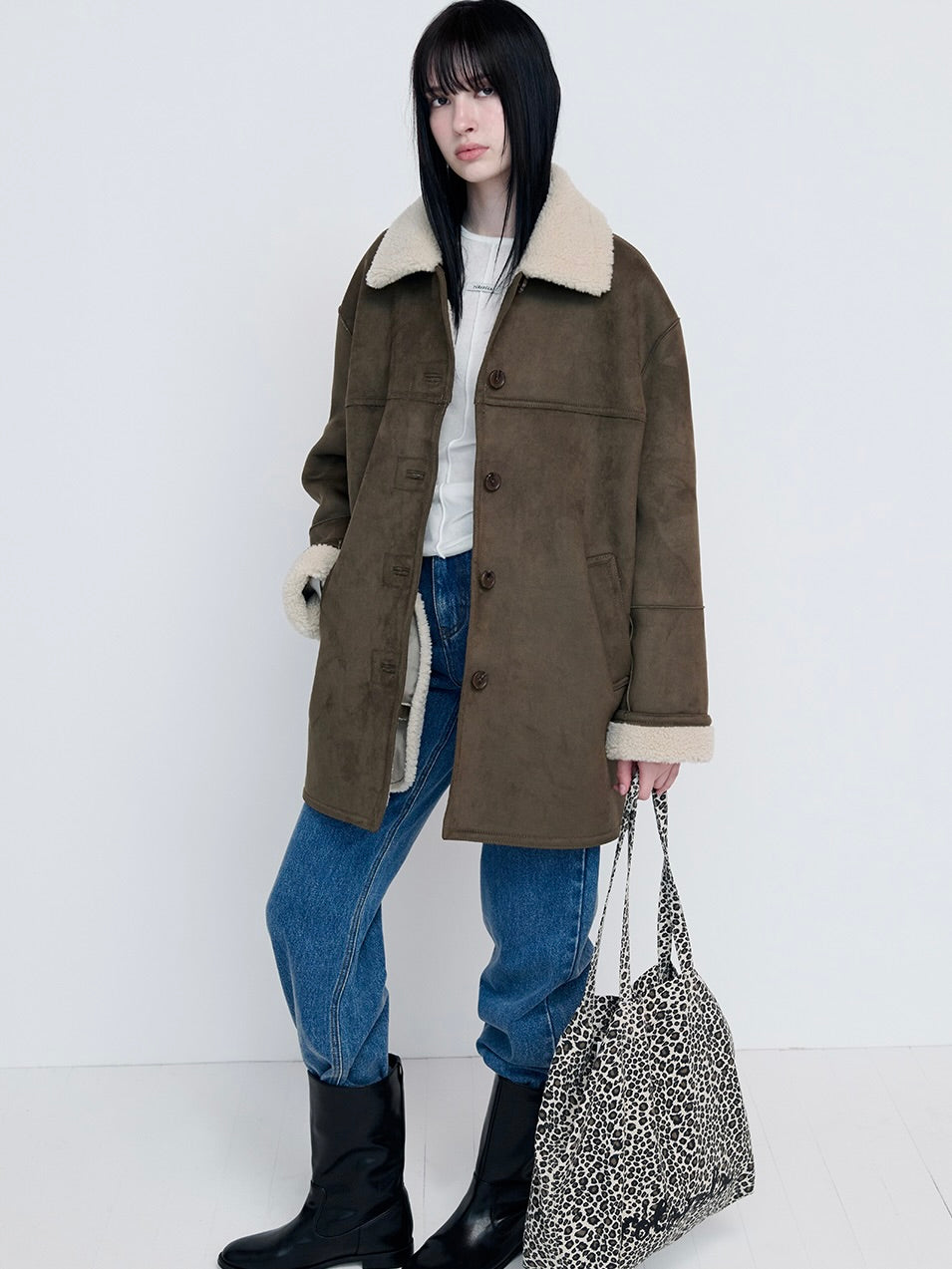 Suede sheering jacket khaki【IVE ウォニョン着用】