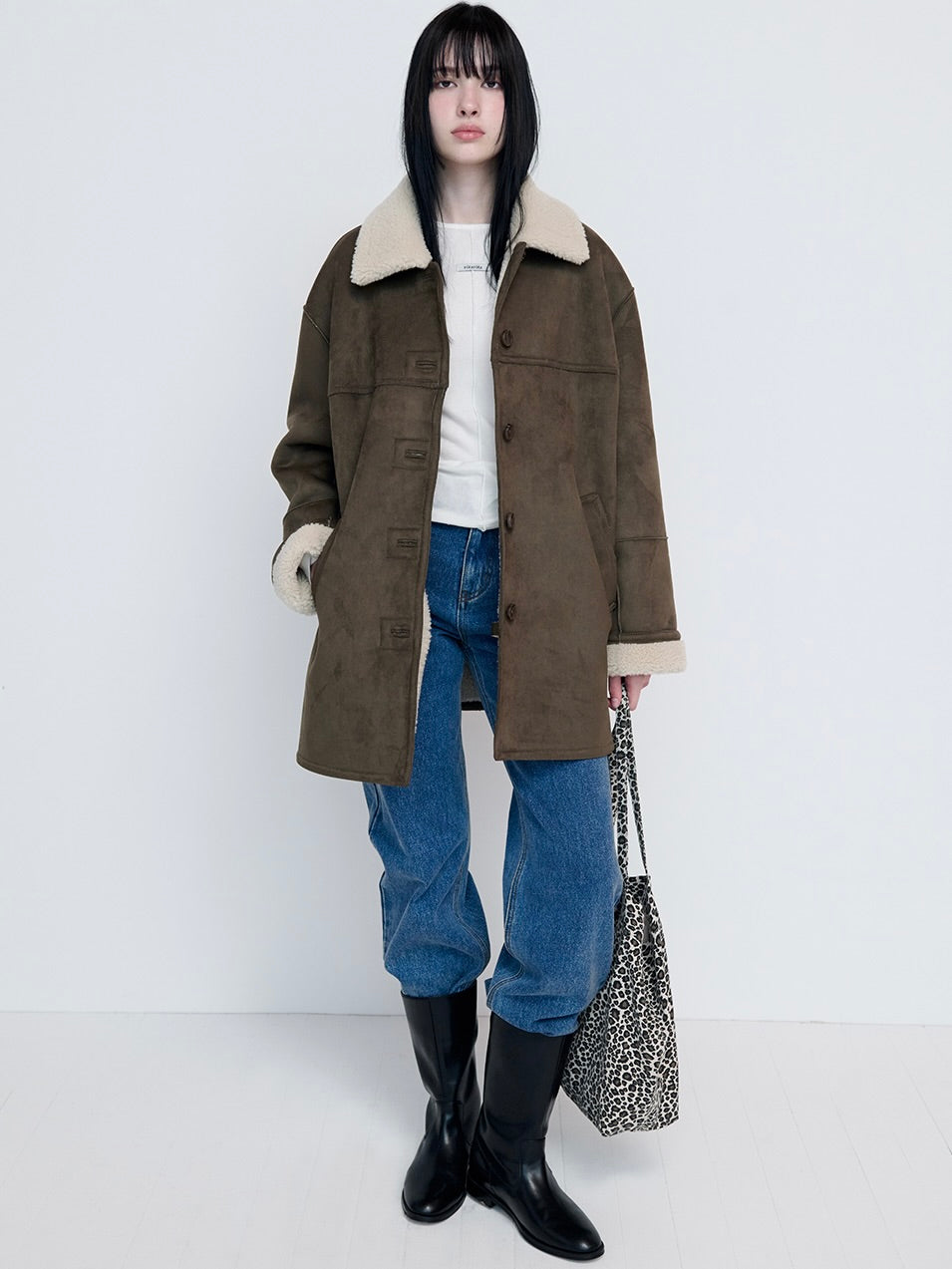 Suede sheering jacket khaki【IVE ウォニョン着用】