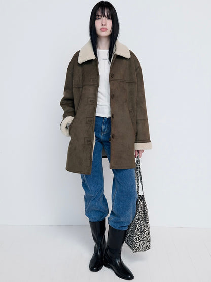Suede sheering jacket khaki【IVE ウォニョン着用】