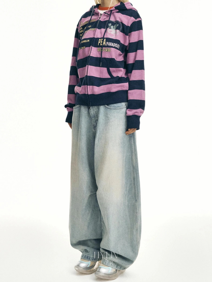 Time table hooded zip up / purple【ILLIT モカ着用】