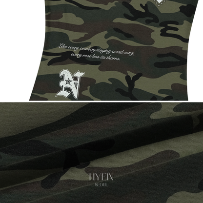 Vintage cross button down tee / camo