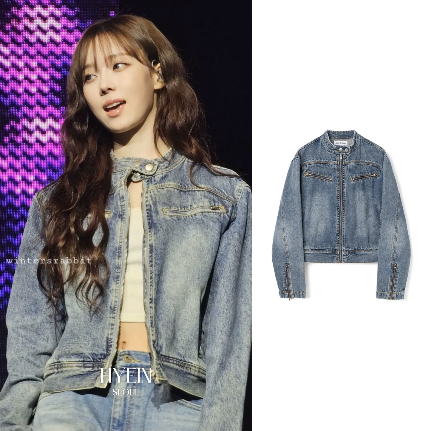 【aespa ウィンター着用】Washed denim racing jacket / vintage blue