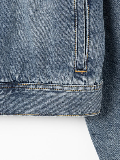 【aespa ウィンター着用】Washed denim racing jacket / vintage blue