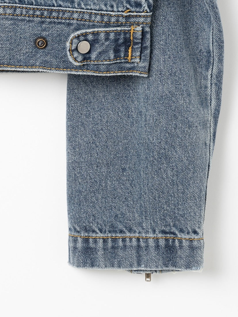 【aespa ウィンター着用】Washed denim racing jacket / vintage blue