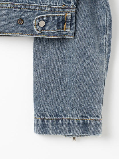 【aespa ウィンター着用】Washed denim racing jacket / vintage blue