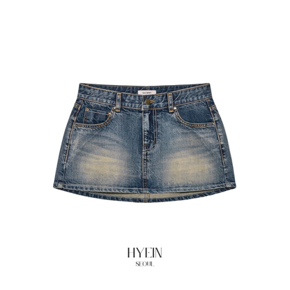 Western mini skirt / vintage blue