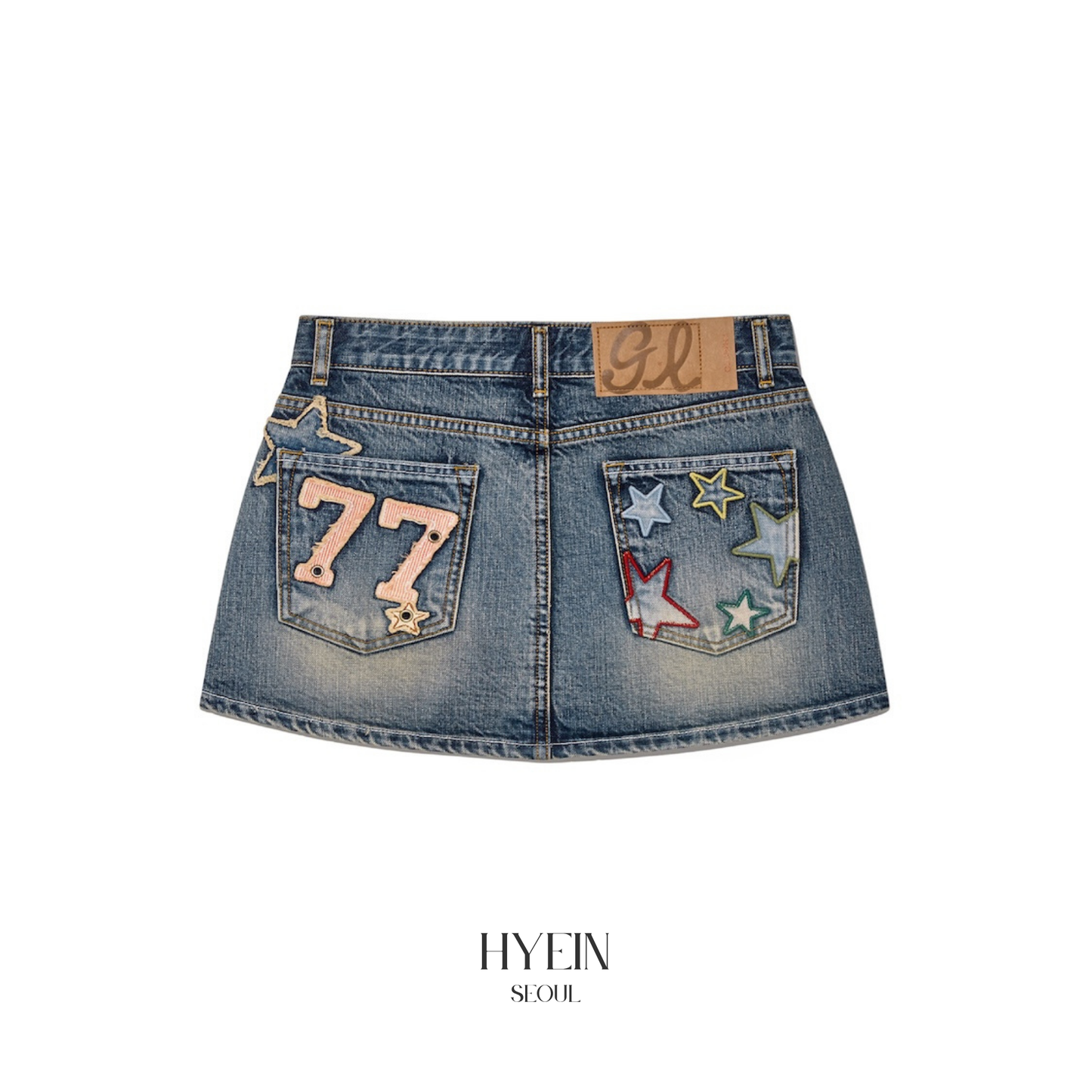 Western mini skirt / vintage blue