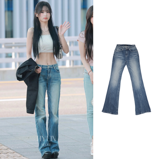 Wrinkle cat washing denim pants light blue