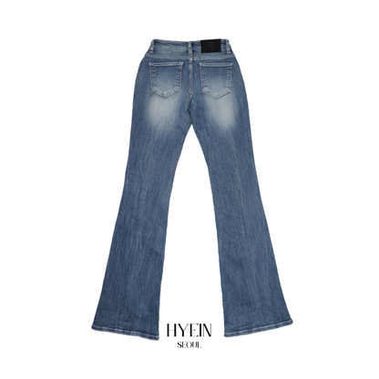 Wrinkle cat washing denim pants light blue