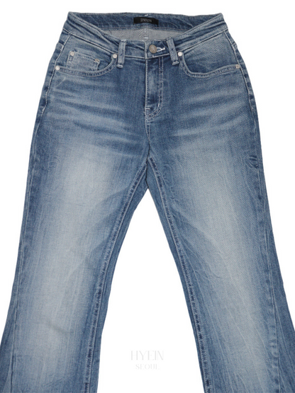 Wrinkle cat washing denim pants light blue