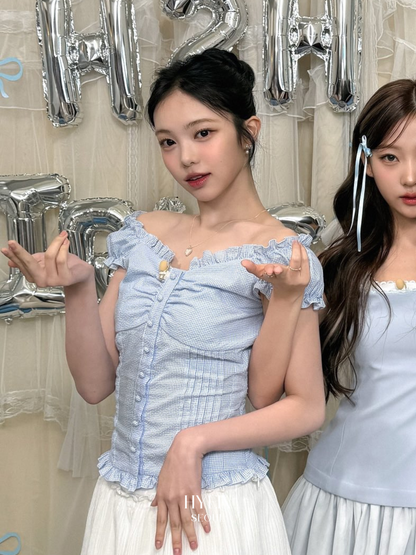 lotsyou ella blouse check blue【Hearts2Hearts(H2H) ian】