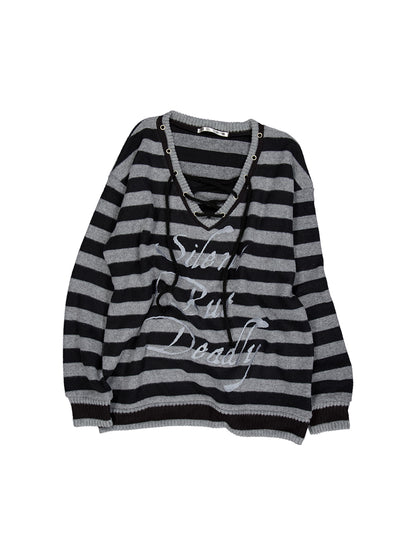 Stripe v-neck mtm